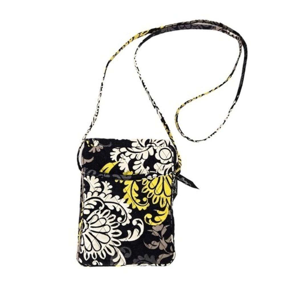 Vera Bradley Yellow‎ & Black Baroque Small Crossbody Handbag - Picture 2 of 7